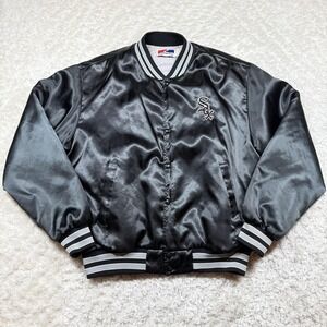 Vintage Chicago White Sox Jacket Mens XL Black MLB Baseball Swingster Satin 90s